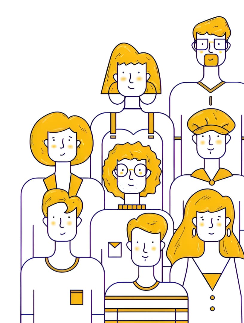 Community illustration showing diverse people working together